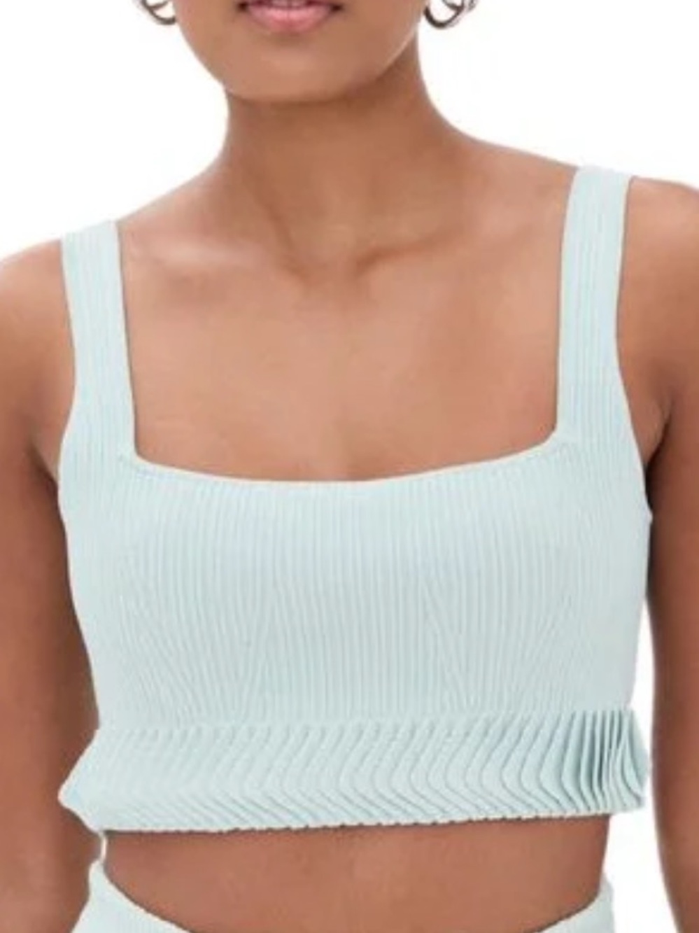 NWT ALEXIS Dom Top in Ice Blue Sz S Ribbed Knit Crop Tank Luxury Designer